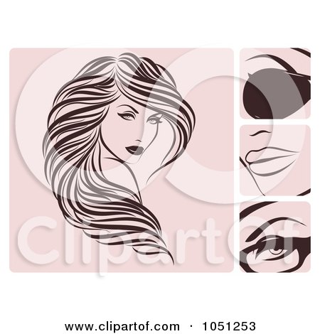 Royalty-Free Vector Clip Art Illustration of a Digital Collage Of Brown And Pink Hair And Beauty Icons by elena