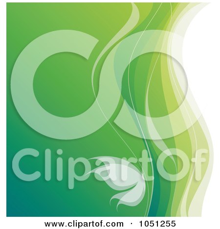 Royalty-Free Vector Clip Art Illustration of a Green Wave And Butterfly Background by elena
