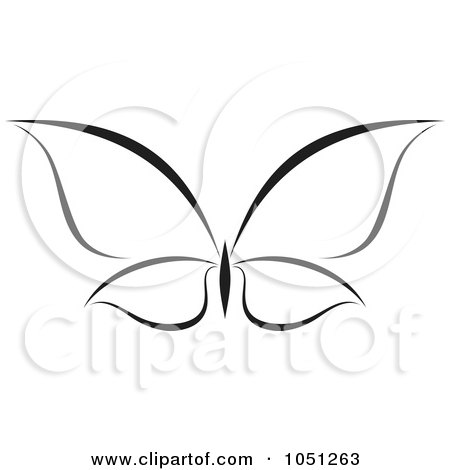 Royalty-Free Vector Clip Art Illustration of a Black And White Butterfly Logo - 7 by elena