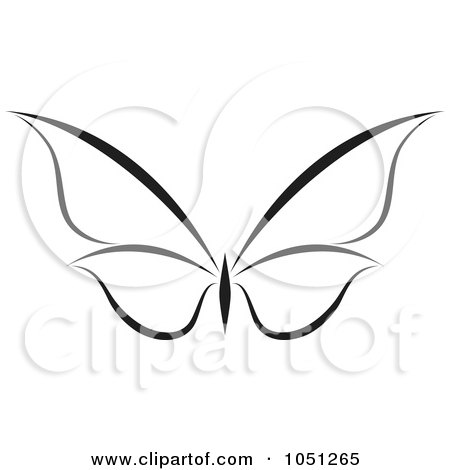 Royalty-Free Vector Clip Art Illustration of a Black And White Butterfly Logo - 6 by elena