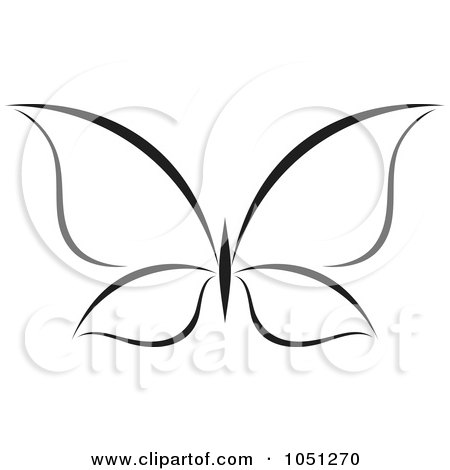 Royalty-Free Vector Clip Art Illustration of a Black And White Butterfly Logo - 13 by elena