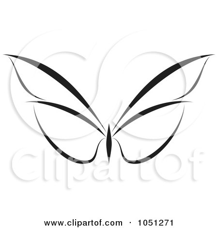 Royalty-Free Vector Clip Art Illustration of a Black And White Butterfly Logo - 5 by elena