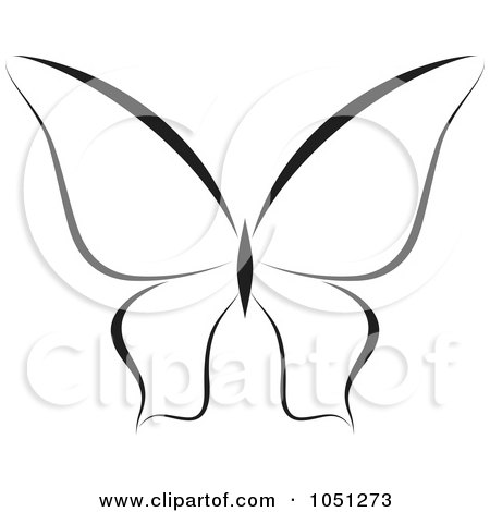 Royalty-Free Vector Clip Art Illustration of a Black And White Butterfly Logo - 14 by elena
