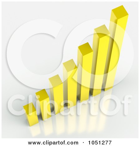 Royalty-Free 3d Clip Art Illustration of a 3d Gold Bar Graph by ShazamImages
