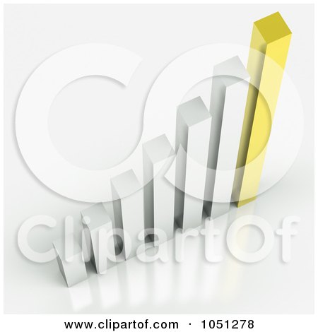Royalty-Free 3d Clip Art Illustration of a 3d Silver And Gold Bar Graph by ShazamImages