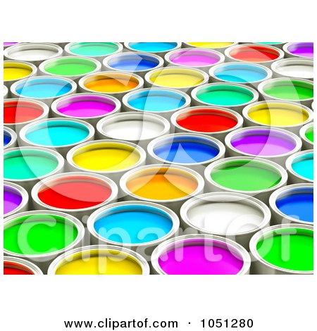 Royalty-Free 3d Clip Art Illustration of 3d Colorful Paint Cans - 1 by ShazamImages