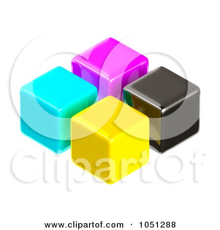 Royalty-Free 3d Clip Art Illustration of 3d CMYK Cubes by ShazamImages