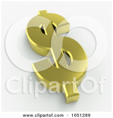 Royalty-Free 3d Clip Art Illustration of a 3d Gold Dollar Symbol - 1 by ShazamImages