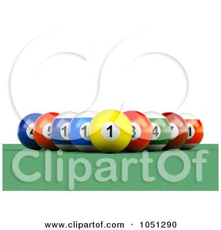 Royalty-Free 3d Clip Art Illustration of 3d Billiard Pool Balls In A Rack Formation by ShazamImages