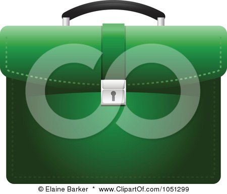 Royalty-Free Vector Clip Art Illustration of a Green Business Briefcase by elaineitalia