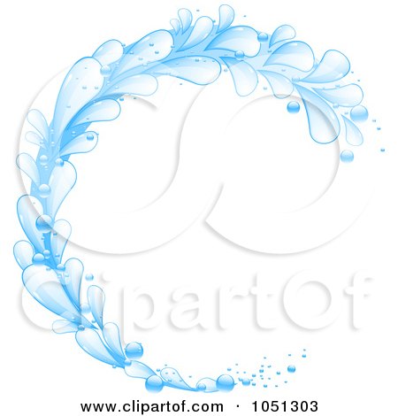 Royalty-Free Vector Clip Art Illustration of a Blue Splash Wave Curling by elaineitalia