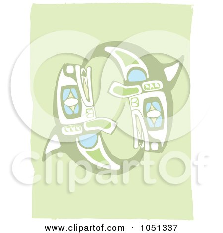 Royalty-Free Vector Clip Art Illustration of a Totem Styled Whales - 1 by xunantunich