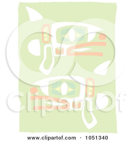 Royalty-Free Vector Clip Art Illustration of a Totem Styled Whales - 2 by xunantunich
