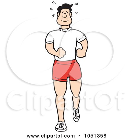 Royalty-Free Vector Clip Art Illustration of a Sweaty Man Jogging by Andy Nortnik