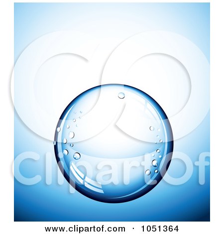 Royalty-Free 3d Vector Clip Art Illustration of a 3d Blue Pure Water Droplet, On Blue by TA Images