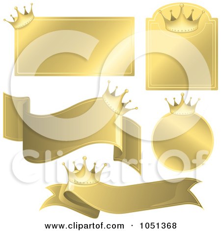 Royalty-Free Vector Clip Art Illustration of a Digital Collage Of Golden Crown Labels by dero