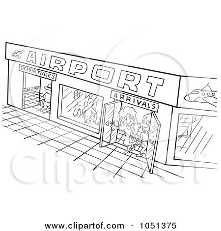 Royalty-Free Vector Clip Art Illustration of an Outline Of An Airport Facade by dero