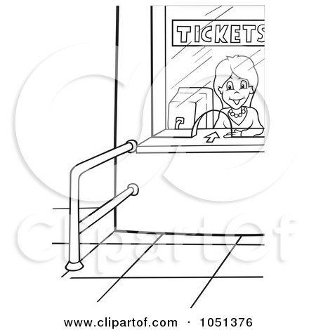 Royalty-Free Vector Clip Art Illustration of an Outline Of An Airport Ticket Lady by dero