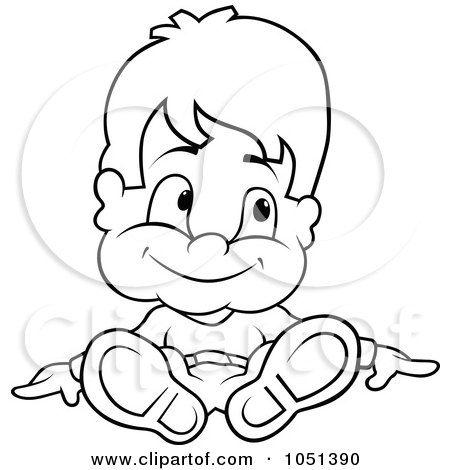 Royalty-Free Vector Clip Art Illustration of an Outline Of A Boy Sitting by dero