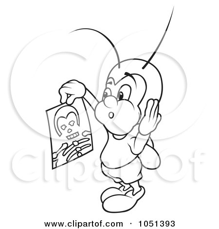 Royalty-Free Vector Clip Art Illustration of an Outline Of A Bug Holding A Xray by dero