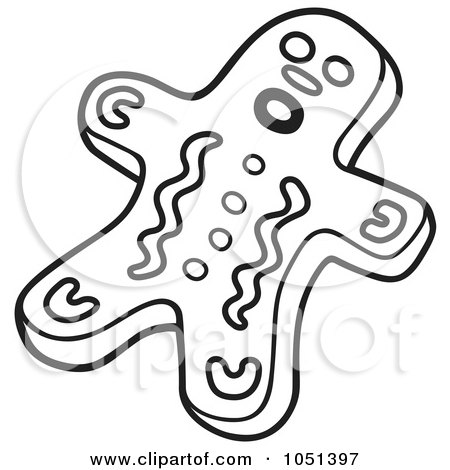 Royalty-Free Vector Clip Art Illustration of an Outline Of A Gingerbread Cookie by dero