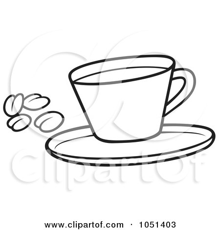 Royalty-Free Vector Clip Art Illustration of an Outline Of A Coffee Cup With Beans by dero