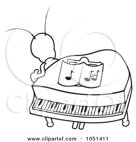 Royalty-Free Vector Clip Art Illustration of an Outline Of A Bug In A Piano by dero