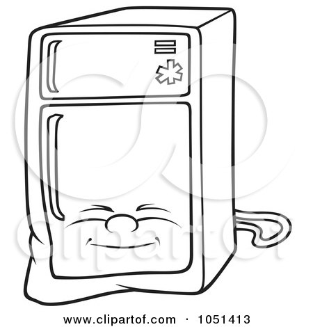 Royalty-Free Vector Clip Art Illustration of an Outline Of A Refrigerator Character by dero