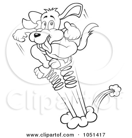Royalty-Free Vector Clip Art Illustration of an Outline Of A Dog Jumping On Springs by dero