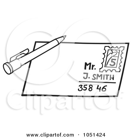 Royalty-Free Vector Clip Art Illustration of an Outline Of A Pen On An Envelope by dero