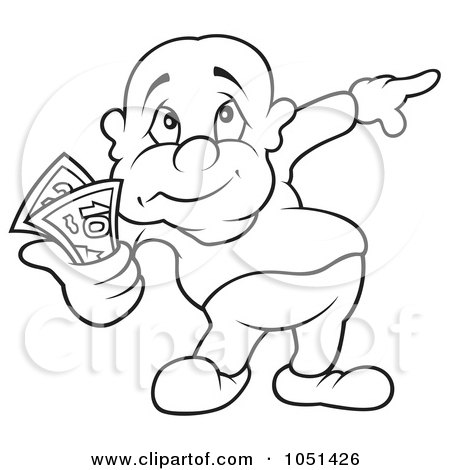 Royalty-Free Vector Clip Art Illustration of an Outline Of A Man Holding Money by dero