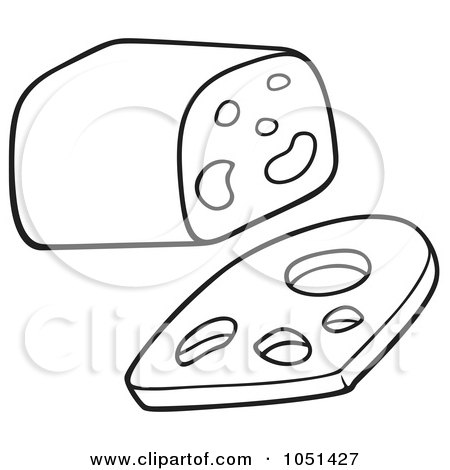 Royalty-Free Vector Clip Art Illustration of an Outline Of Sliced Cheese by dero