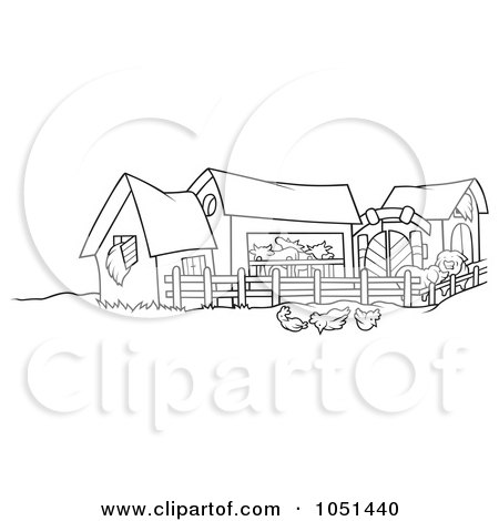 Royalty-Free Vector Clip Art Illustration of an Outline Of A Farm by dero