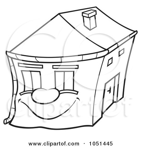 Royalty-Free Vector Clip Art Illustration of an Outline Of A Smiling House by dero