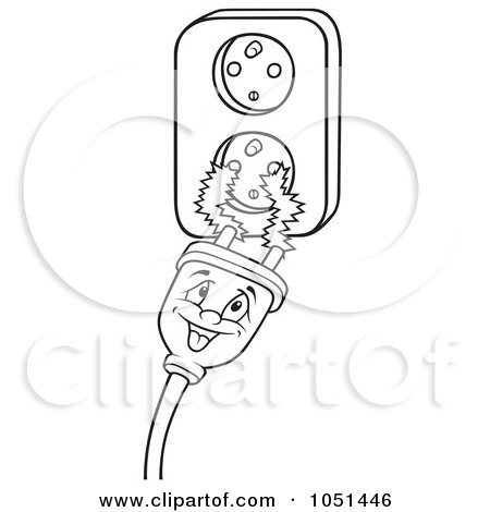 Royalty-Free Vector Clip Art Illustration of an Outline Of A Plug And Outlet by dero