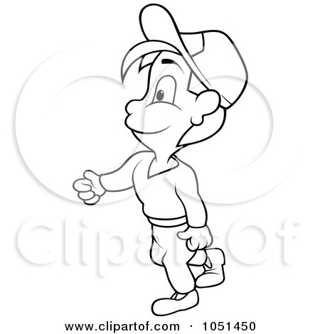 Royalty-Free Vector Clip Art Illustration of an Outline Of A Boy Walking by dero