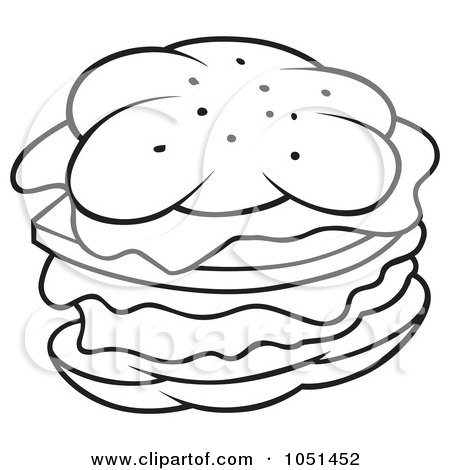 Royalty-Free Vector Clip Art Illustration of an Outline Of A Hamburger by dero