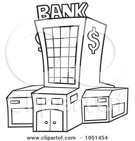 Royalty-Free Vector Clip Art Illustration of an Outline Of A Bank Exterior by dero