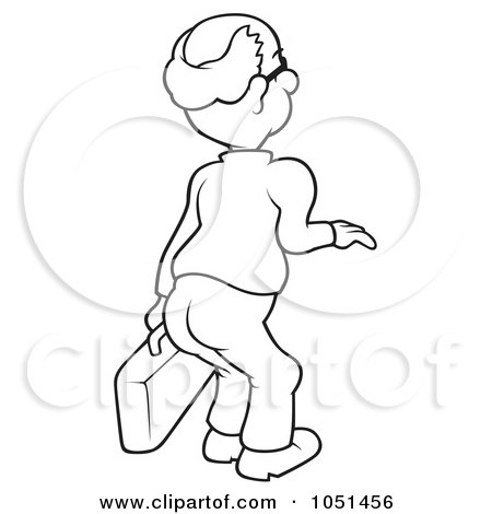Royalty-Free Vector Clip Art Illustration of an Outline Of A Rear View Of A Traveling Man by dero