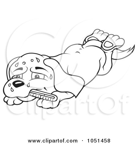Royalty-Free Vector Clip Art Illustration of an Outline Of A Feverish Dog by dero