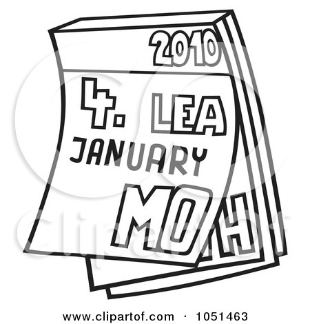 Royalty-Free Vector Clip Art Illustration of an Outline Of A Block Calendar by dero