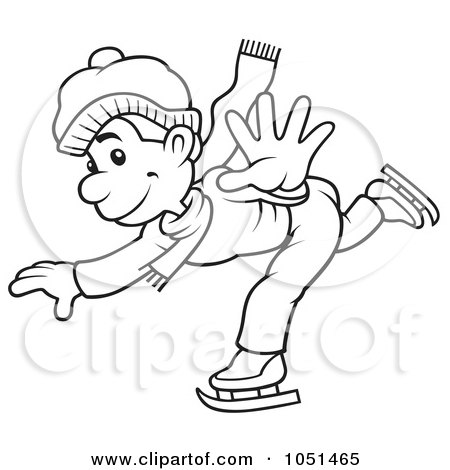 Royalty-Free Vector Clip Art Illustration of an Outline Of An Ice Skating Guy by dero