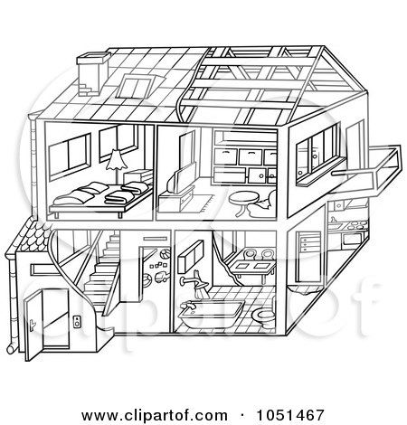Royalty-Free Vector Clip Art Illustration of an Outline Of A Home by dero
