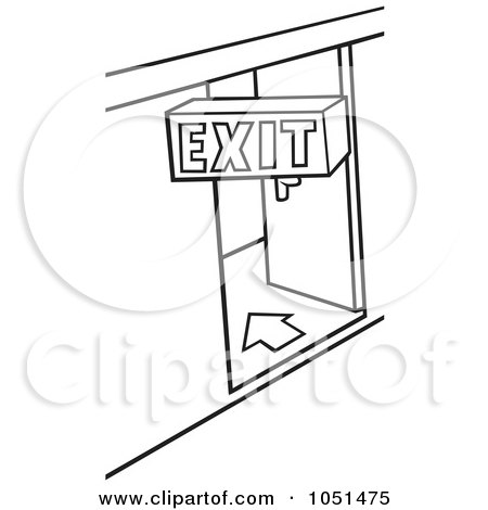 Royalty-Free Vector Clip Art Illustration of an Outline Of An Exit Door by dero