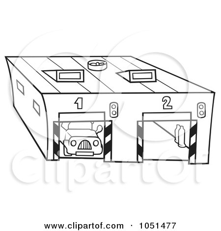 Royalty-Free Vector Clip Art Illustration of an Outline Of A Car Garage by dero