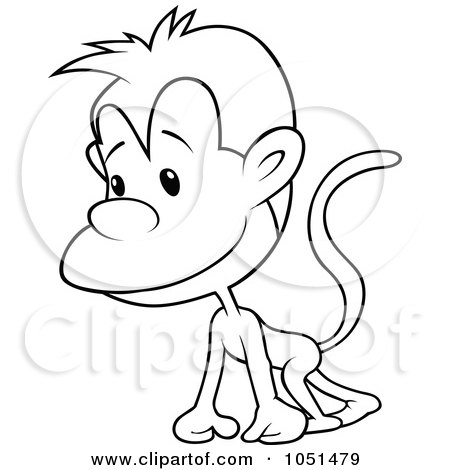 Royalty-Free Vector Clip Art Illustration of an Outline Of A Lonely Monkey by dero