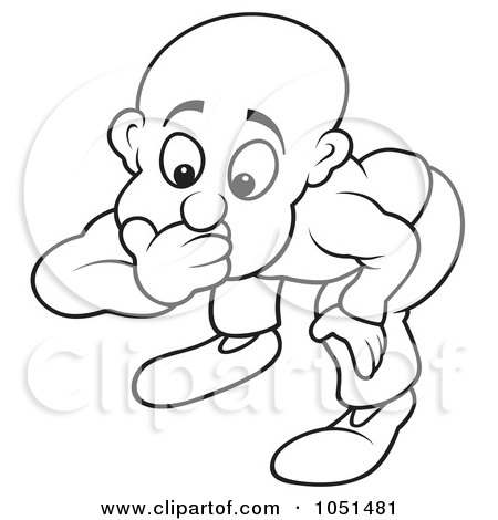 Royalty-Free Vector Clip Art Illustration of an Outline Of A Surprised Man Bending Over by dero