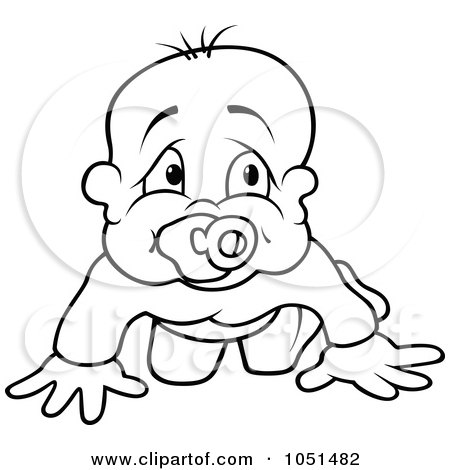 Royalty-Free Vector Clip Art Illustration of an Outline Of A Crawling Baby by dero
