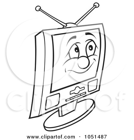 Royalty-Free Vector Clip Art Illustration of an Outline Of A TV Character by dero