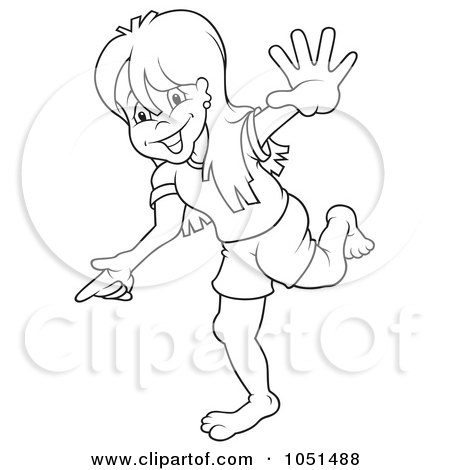 Royalty-Free Vector Clip Art Illustration of an Outline Of A Girl Pointing by dero